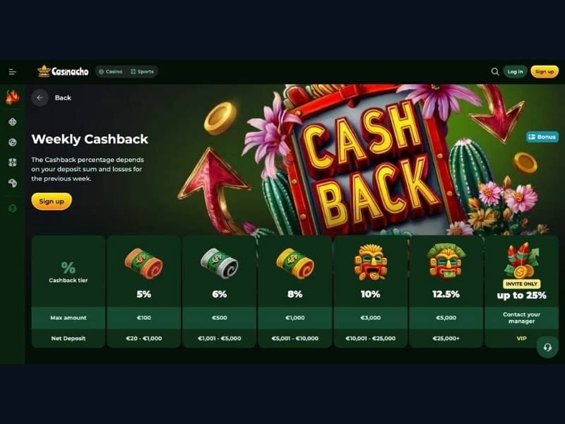 Rakeback e tornei nell'esperienza di gioco su Casinacho Casino Nacho Casino per l'Italia